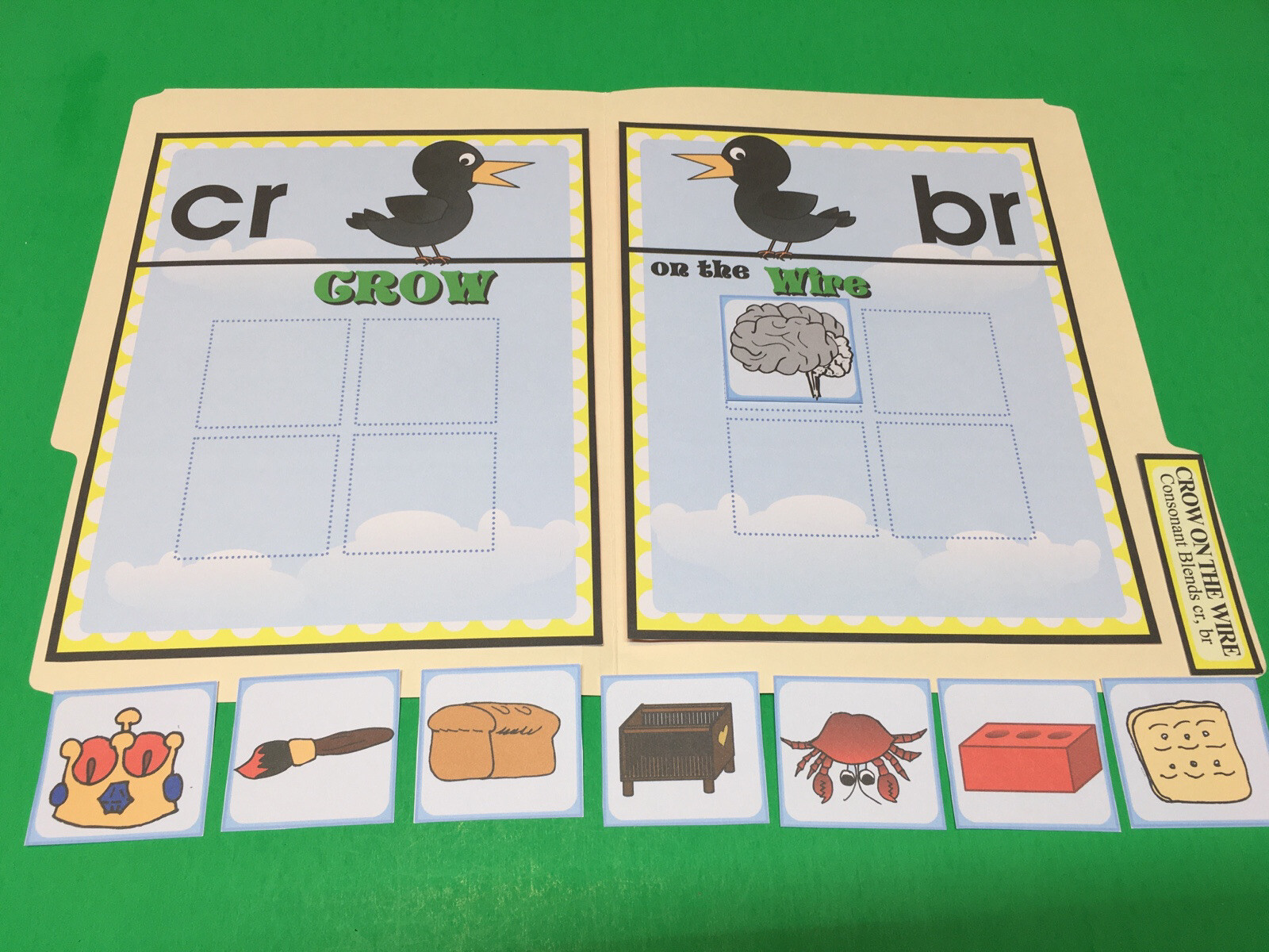 Crow On The Wire – Phonics Cr / Br – DIY File Folder game – Printed / Uncut