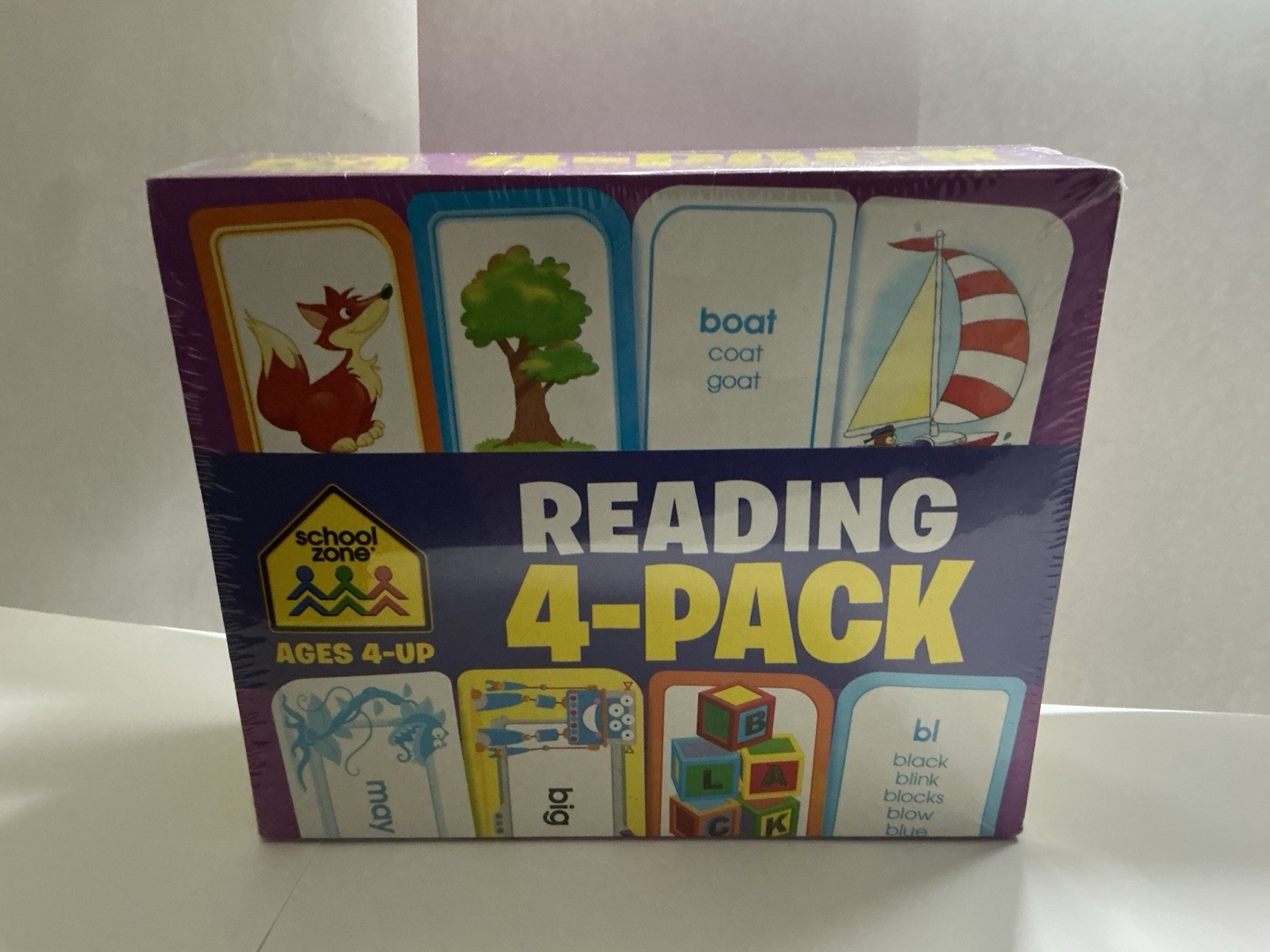School Zone Reading (4-Pack cards)Sight words,Phonics,Word Families,PictureWords