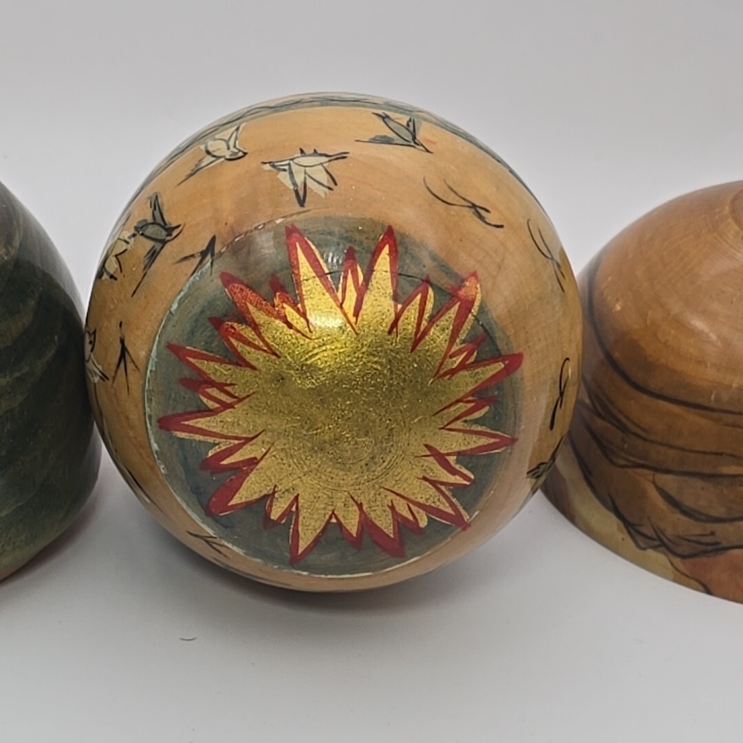 Nesting Globe Ball Sphere Earth Volcano Water Sky Birds Man Woman Creation 3″