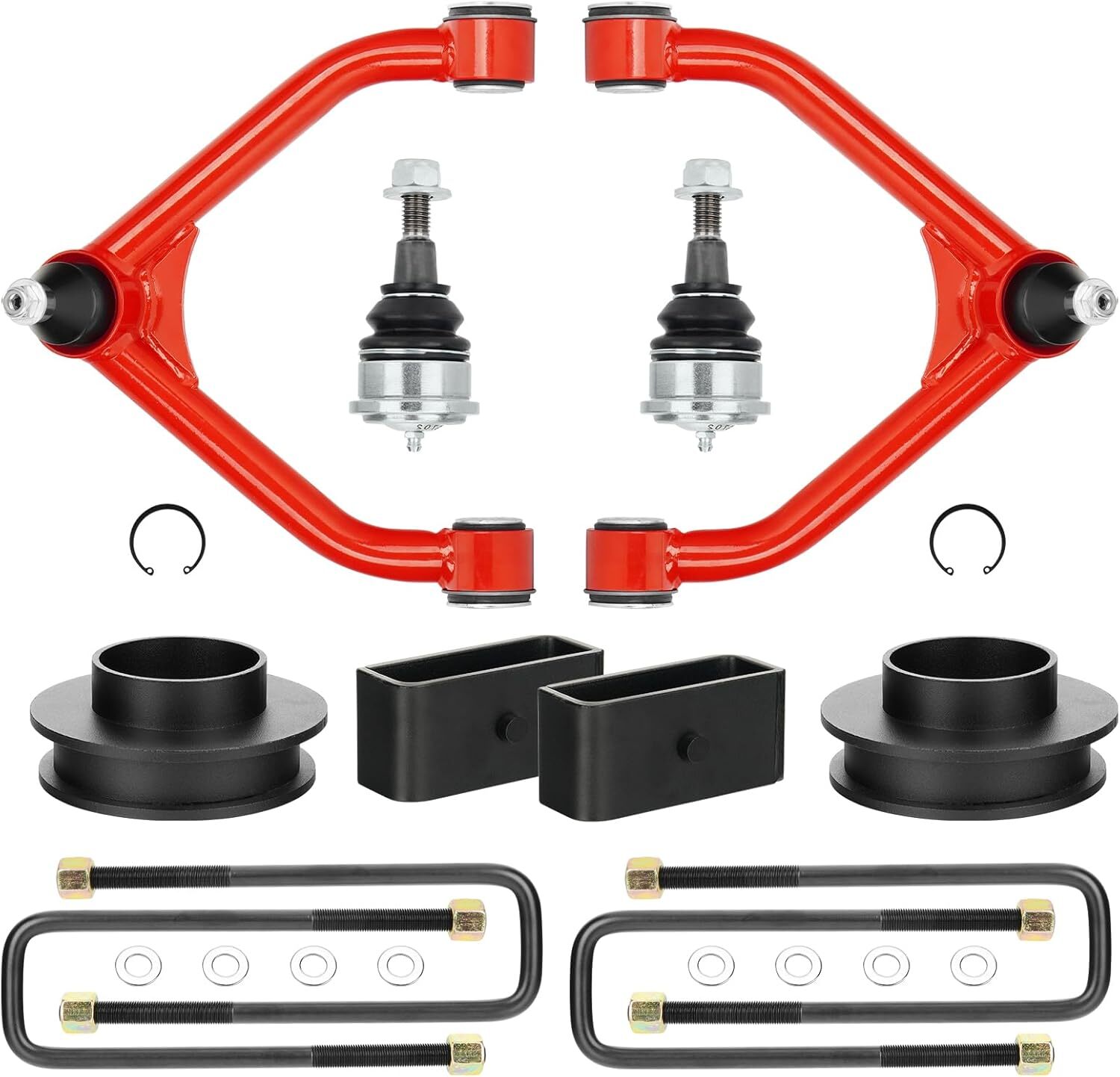3″ Front & 2″ Rear Leveling Lift + Upper Control Arms Lift 2-4″ for Chevy