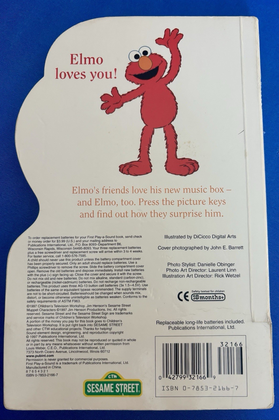 1997 Sesame Street Elmo Play-a-Sound Musical Book Untested