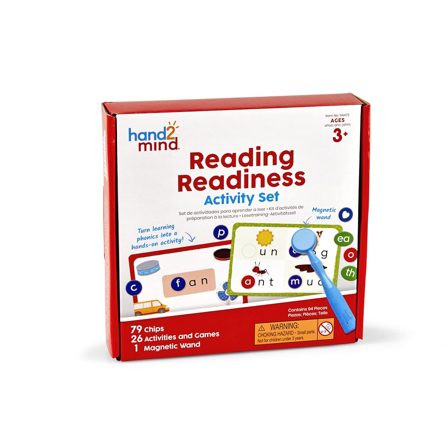 Hand2Mind Reading Readiness Activity Set, Magnetic Wands and Chip Set, Learn to