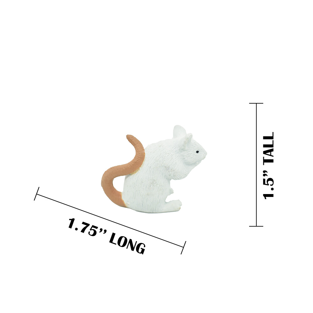 Mouse, White Sitting Plastic Replica 1 3/4IN long 1 1/2IN tall – F1674 B63
