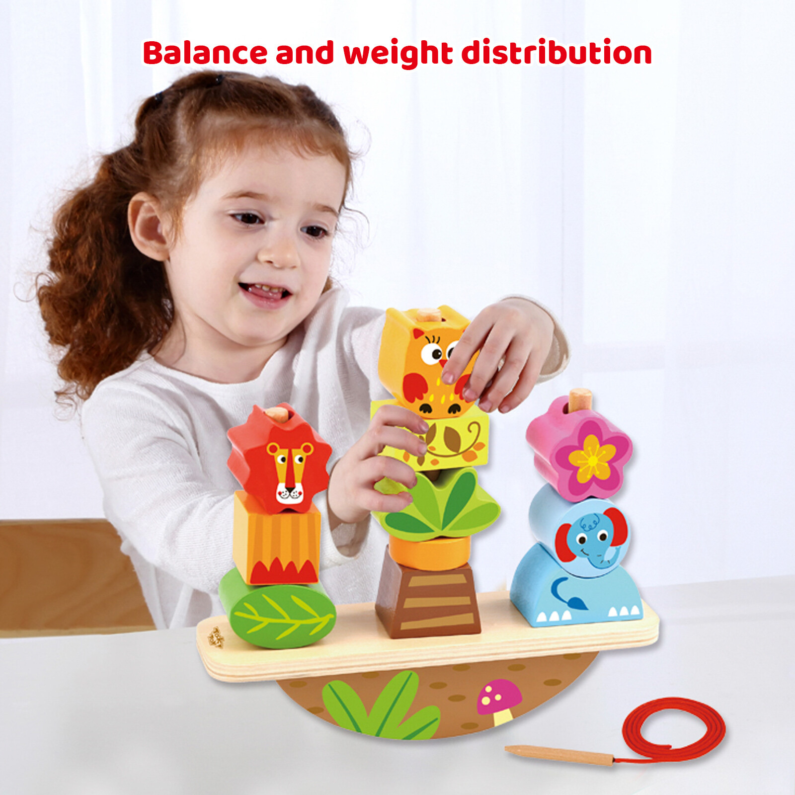 TOOKYLAND wooden rocking stacker – 13pcs – stacking toy, 2 years +