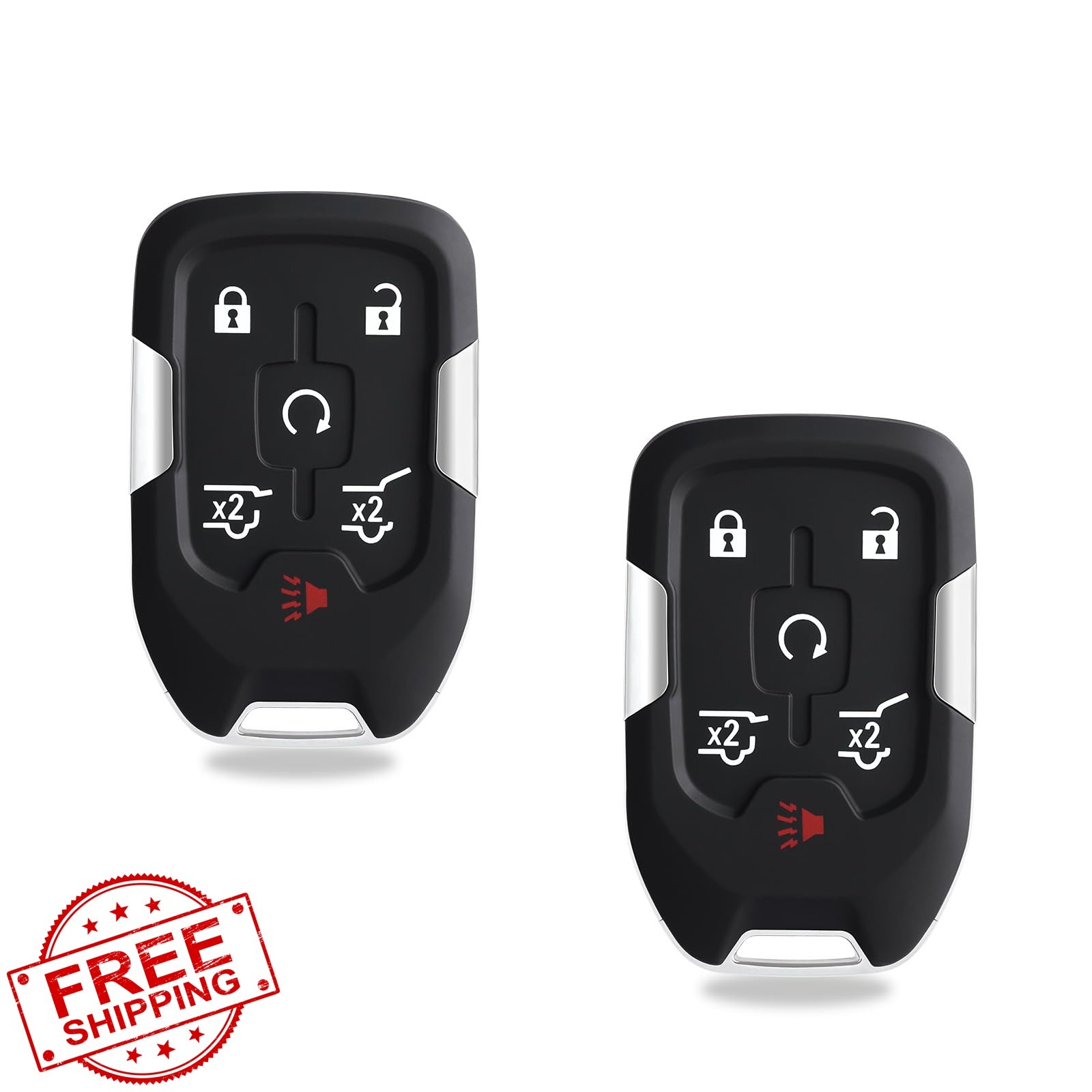 HelloAuto 6 Button Key Fob Black Silver No Chip