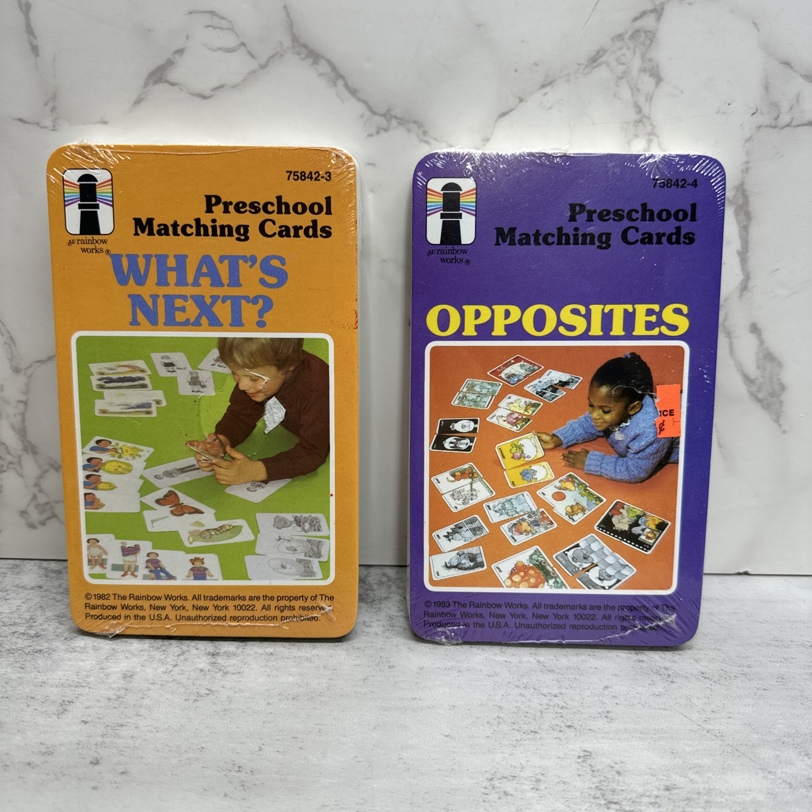 VTG 1980s Rainbow Works NOS Preschool Matching Cards What’s Next & Opposites
