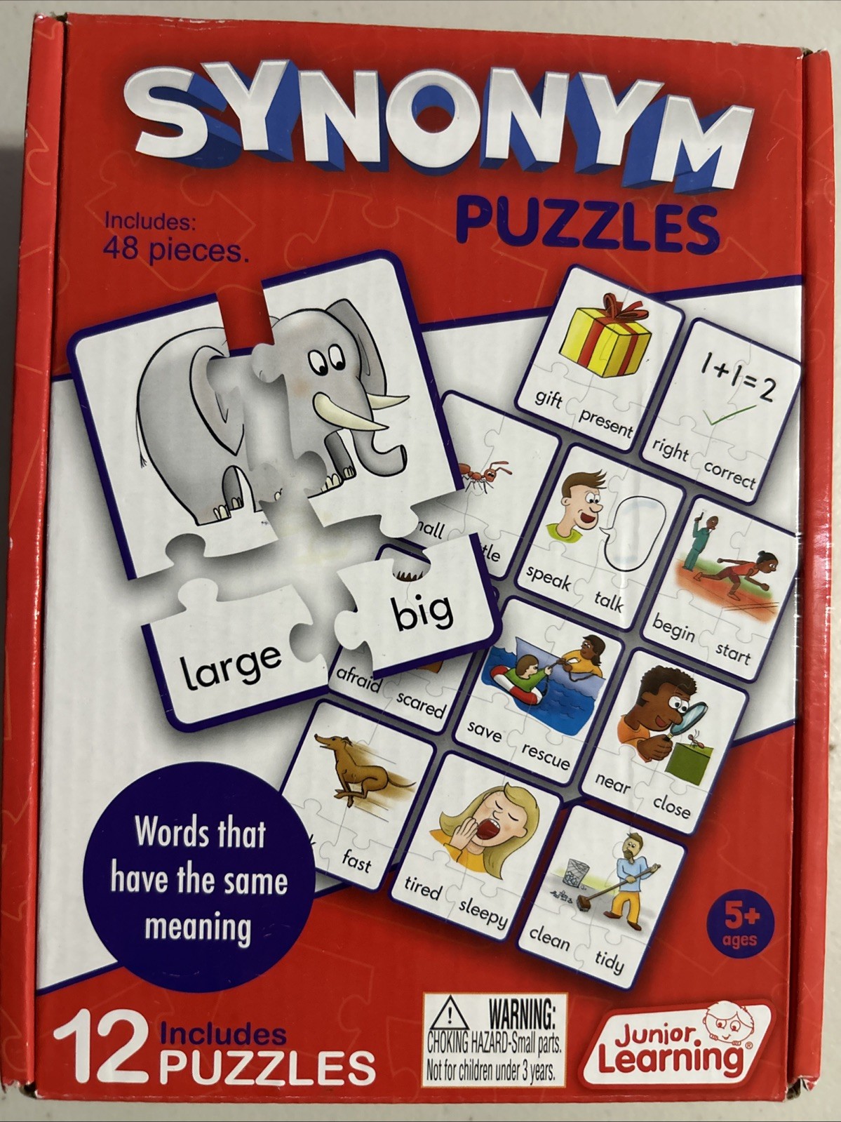 Synonym Puzzles 48 pieces (12 puzzles) By Junior Learning For Ages 5 +