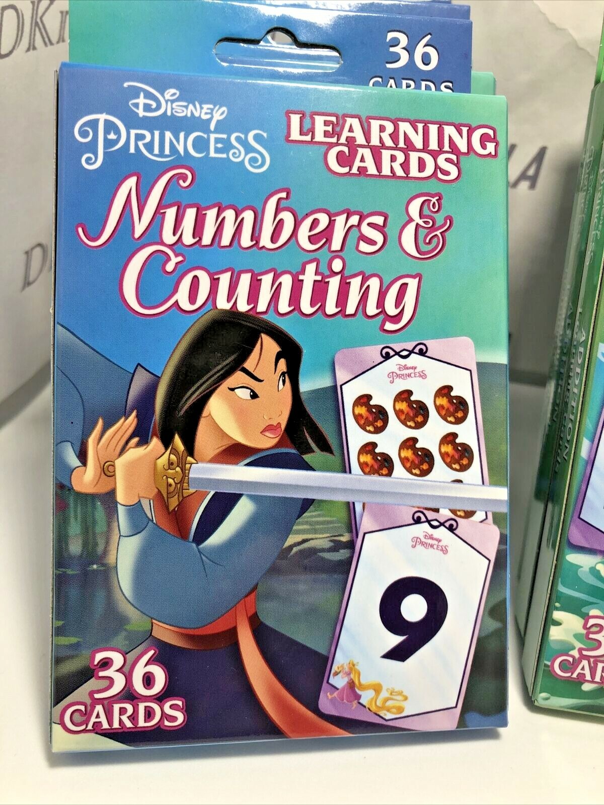 Lot of 3 Disney Princess Learning Flash Cards, Addition, Subtraction, Numbers &
