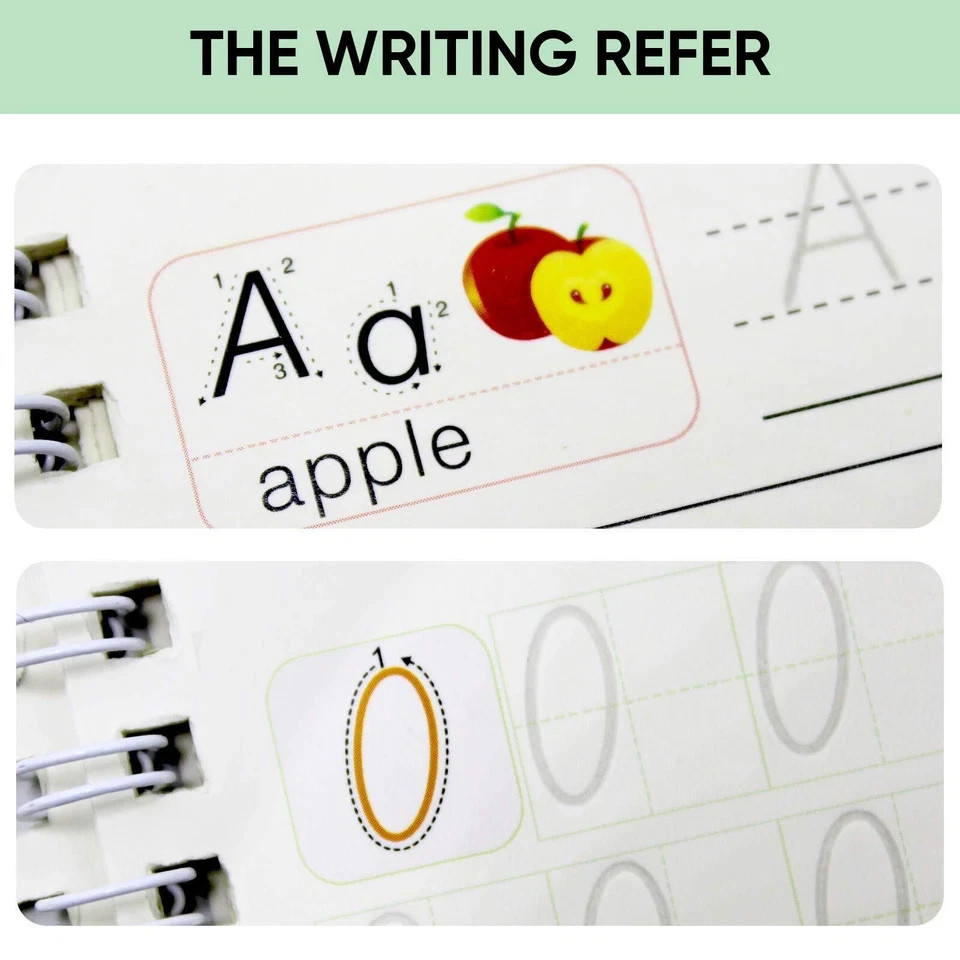 4 Pack Grooved Writing Books Magic Copy Handwriting Practice for Kids 3-5 Yrs