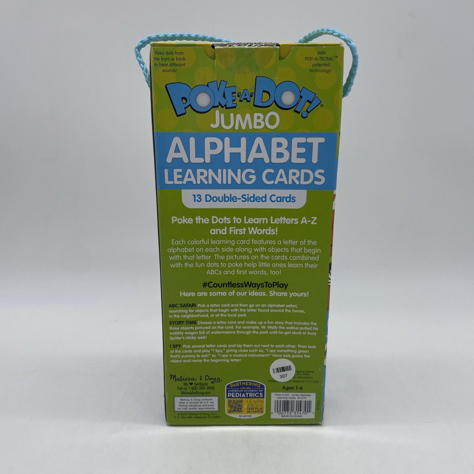 Melissa & Doug Poke A Dot Jumbo Alphabet Learning Cards Double Sided Cards 31470