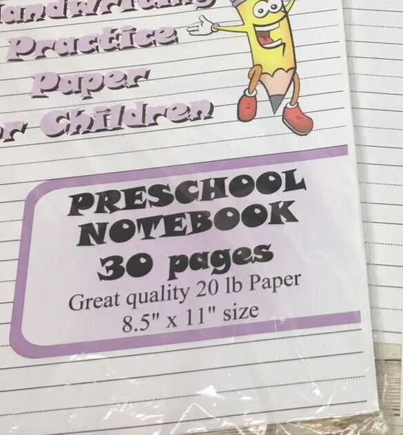 Preschool Notebook Page – Handwriting Practice Paper For Children – 30 Sheets