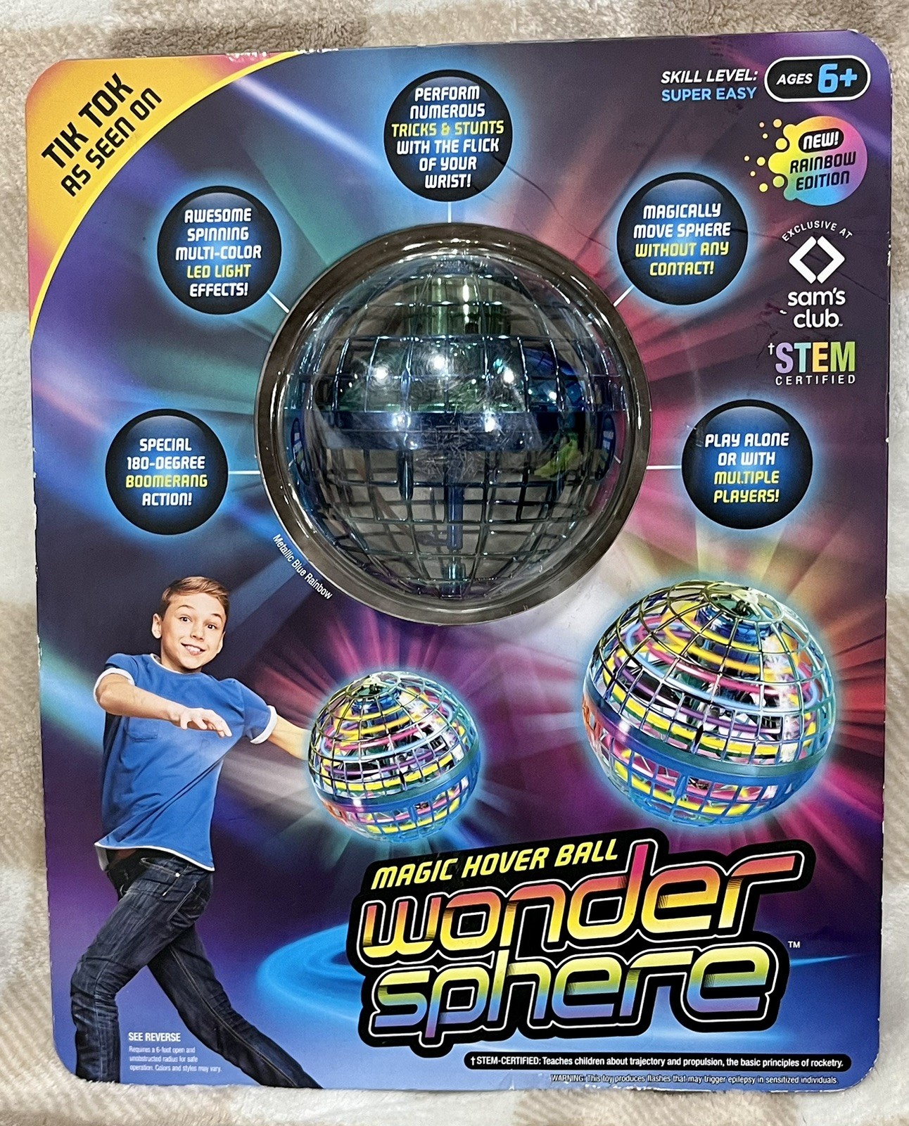 Wonder Sphere Magic Light Up Hover Ball, Rainbow Edition Boomerang Action ￼