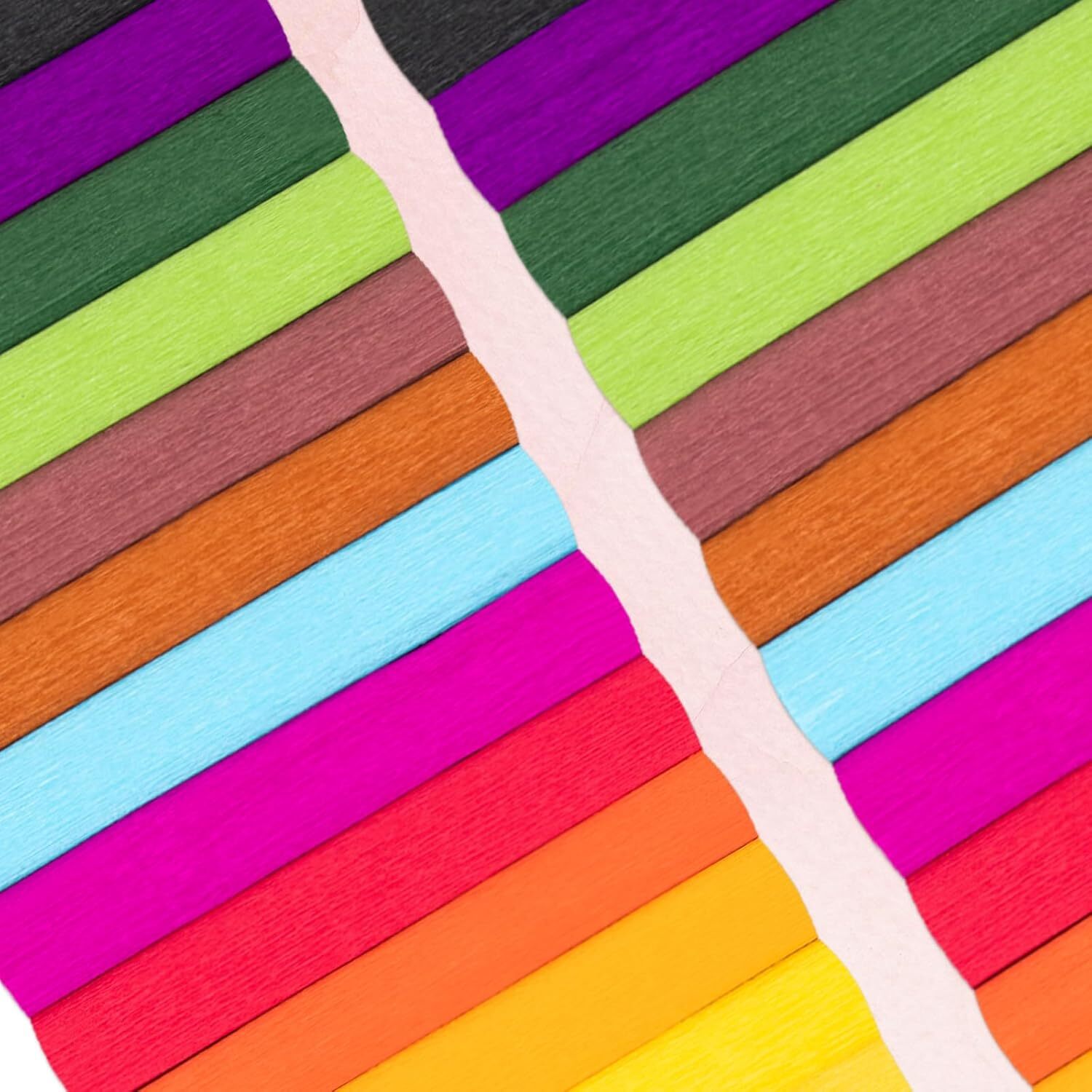 12 Colors Crepe Paper Rolls, 10 x 98Inch Wide Sheets Deep Color