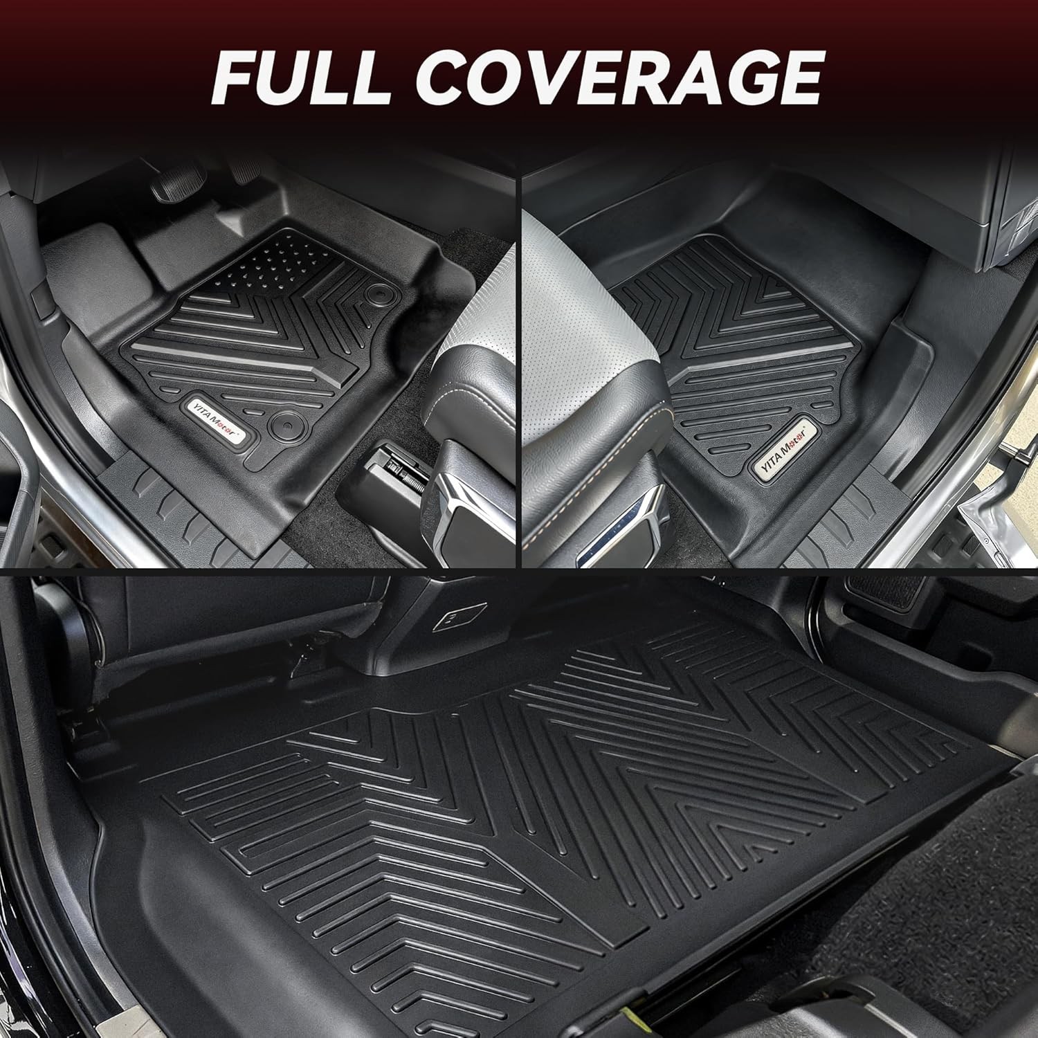 Floor Mats Fit for Ford F-150/F150 Lightning SuperCrew Cab 2025-2015(Rear w/o U-