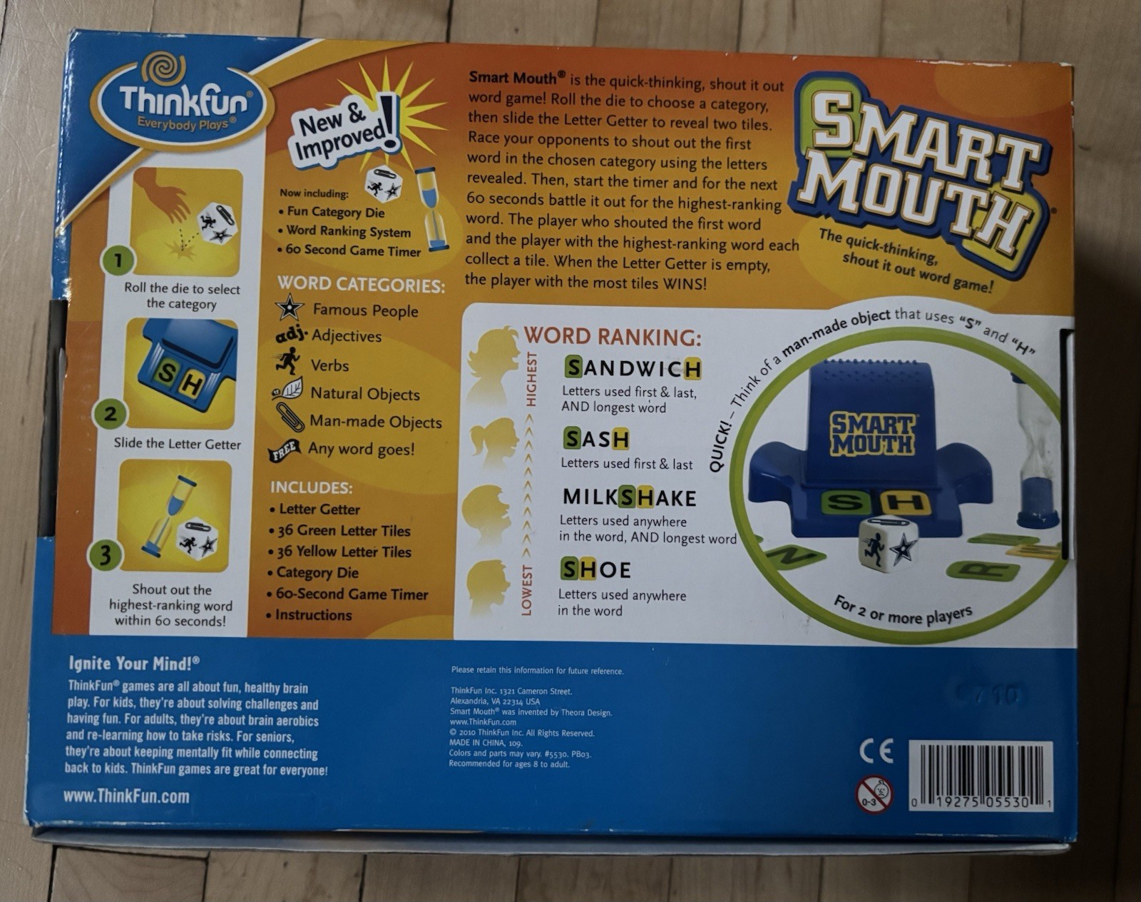 ThinkFun Smart Mouth Word Game New Educational Learning Letter Tile Mensa Winner