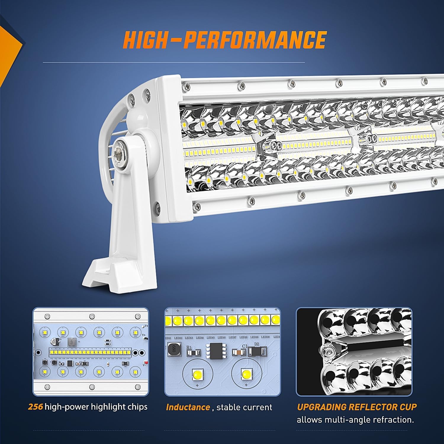 33in Curved Marine LED Light Bar White Boat Dock