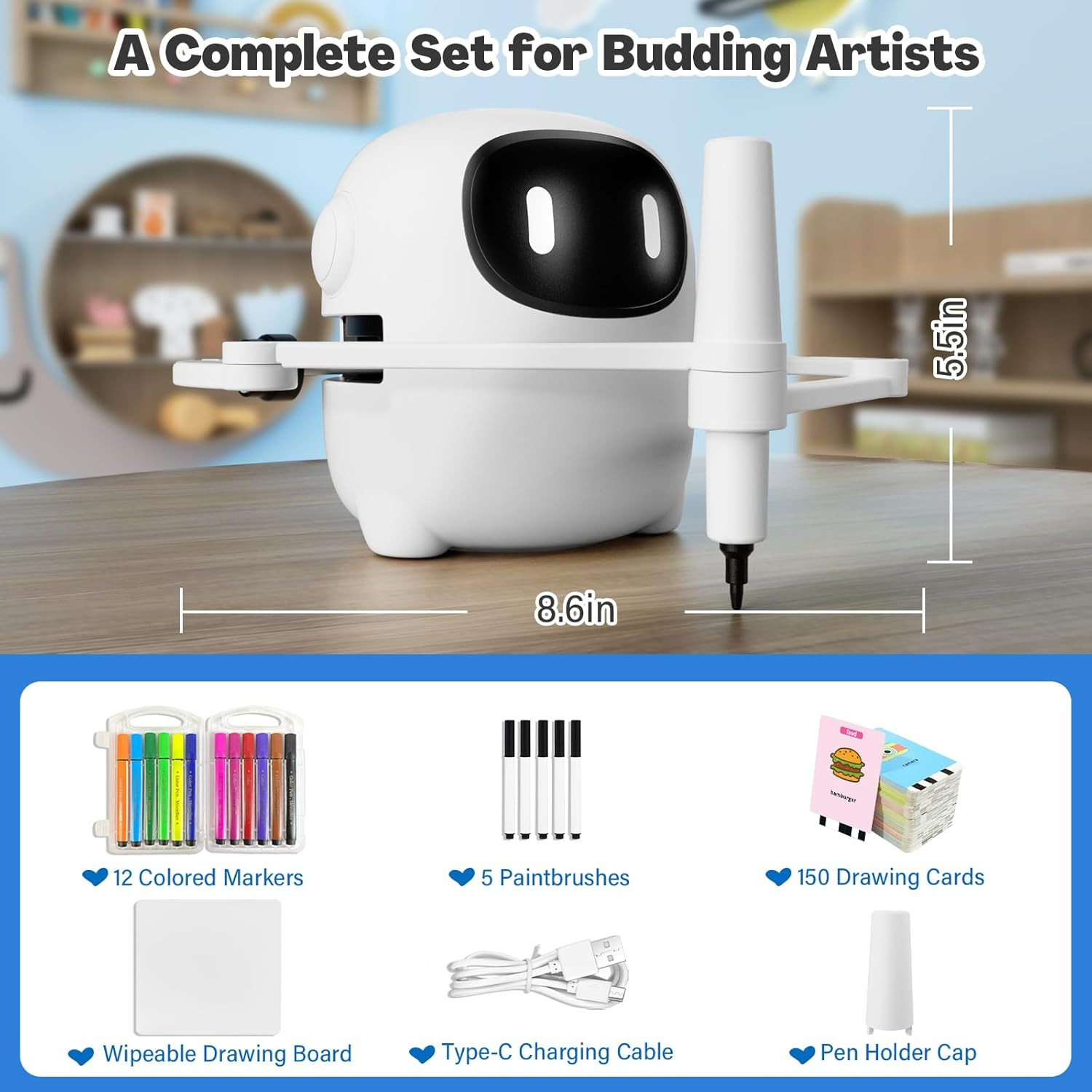 Drawing Robot for Kids with 150 Cards, Voice Interactive Educational Drawing Mac