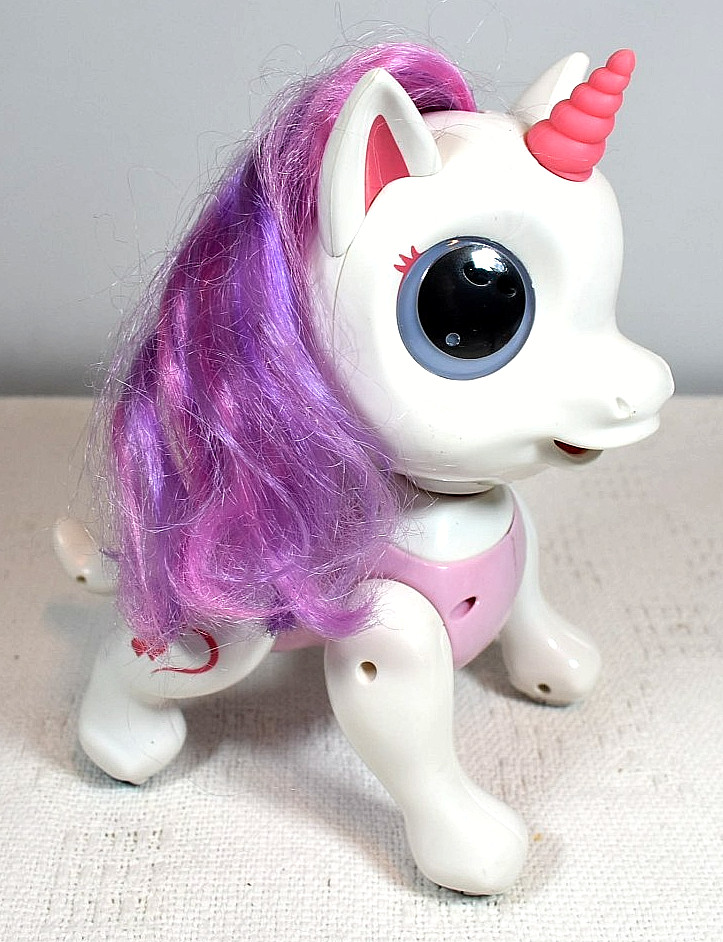Interactive Robot Unicorn Toy, Walking, Dancing w/Remote, Cord & Programs/Dish