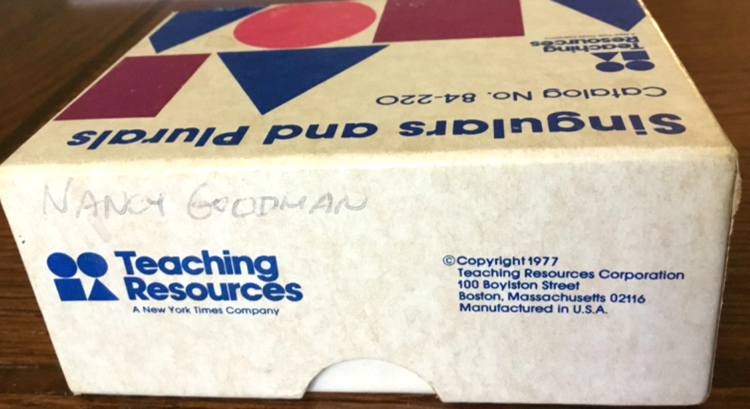 Teaching Resources Singulars and Plurals Flash Cards 1977 Catalog No. 84-220