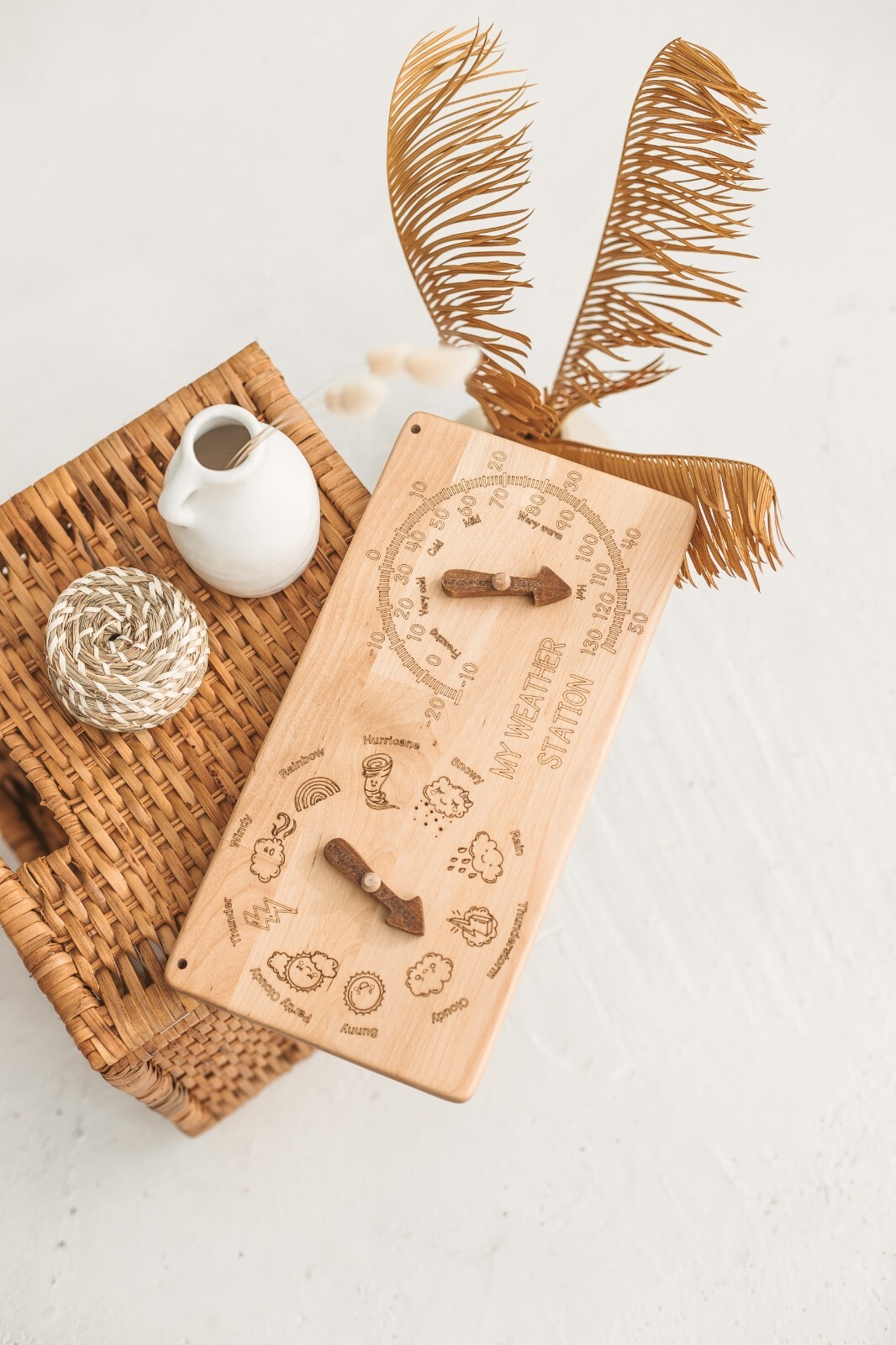 Weather station, kids learning weather clock, homeschool materials, wooden toys