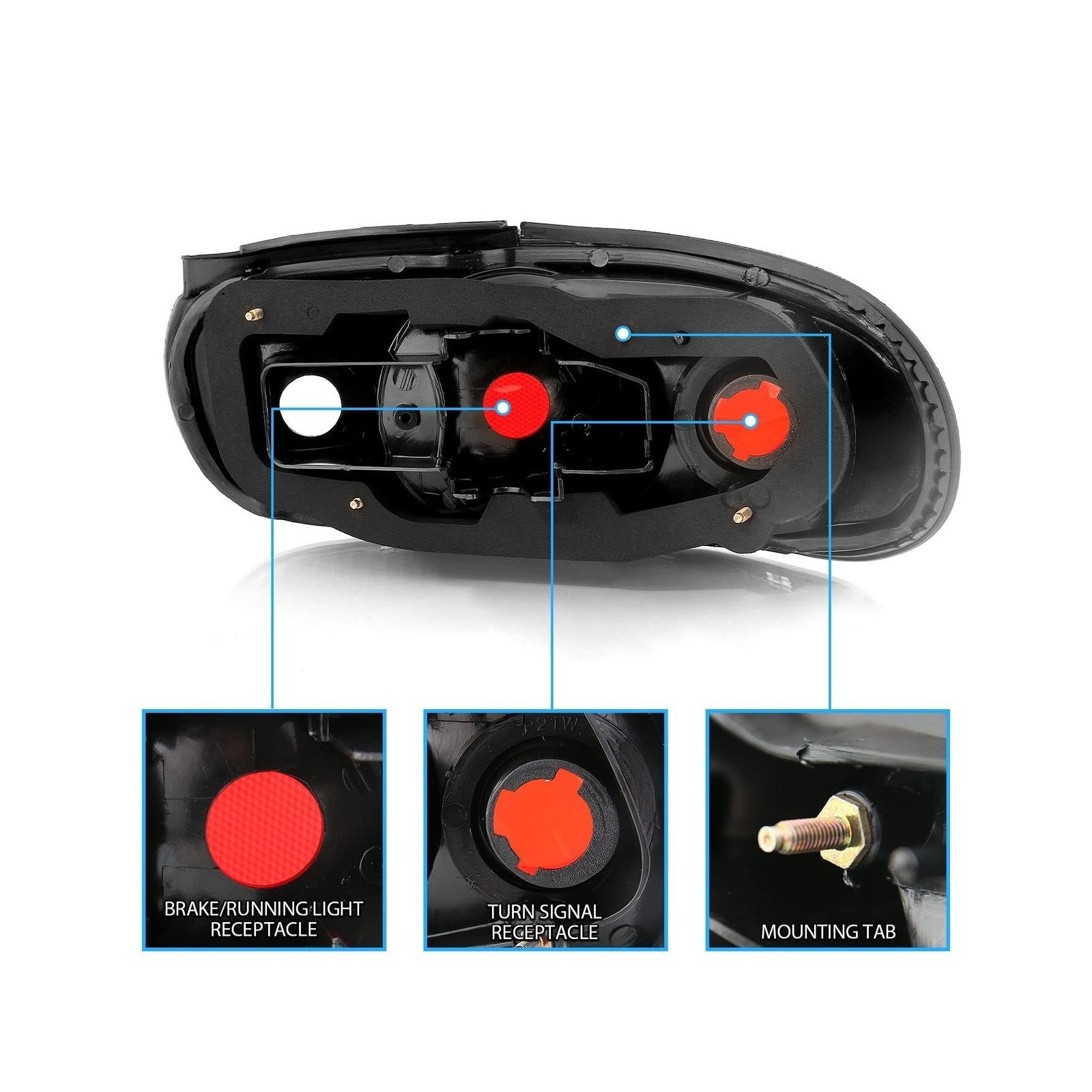 Black Replacement Tail Lights Pair – Fit For Mazda Miata 1990-1997