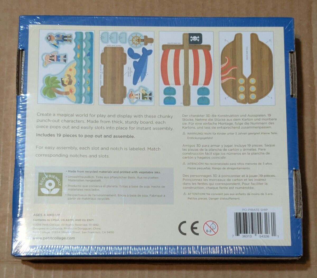POP-OUT Pirates by Petit collage /Good for homeschooling New/Unopen Age 4+