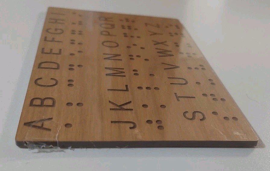 Braille Alphabet Wood Board Panel Sensory Escape Room Learn Teach Tool Portable