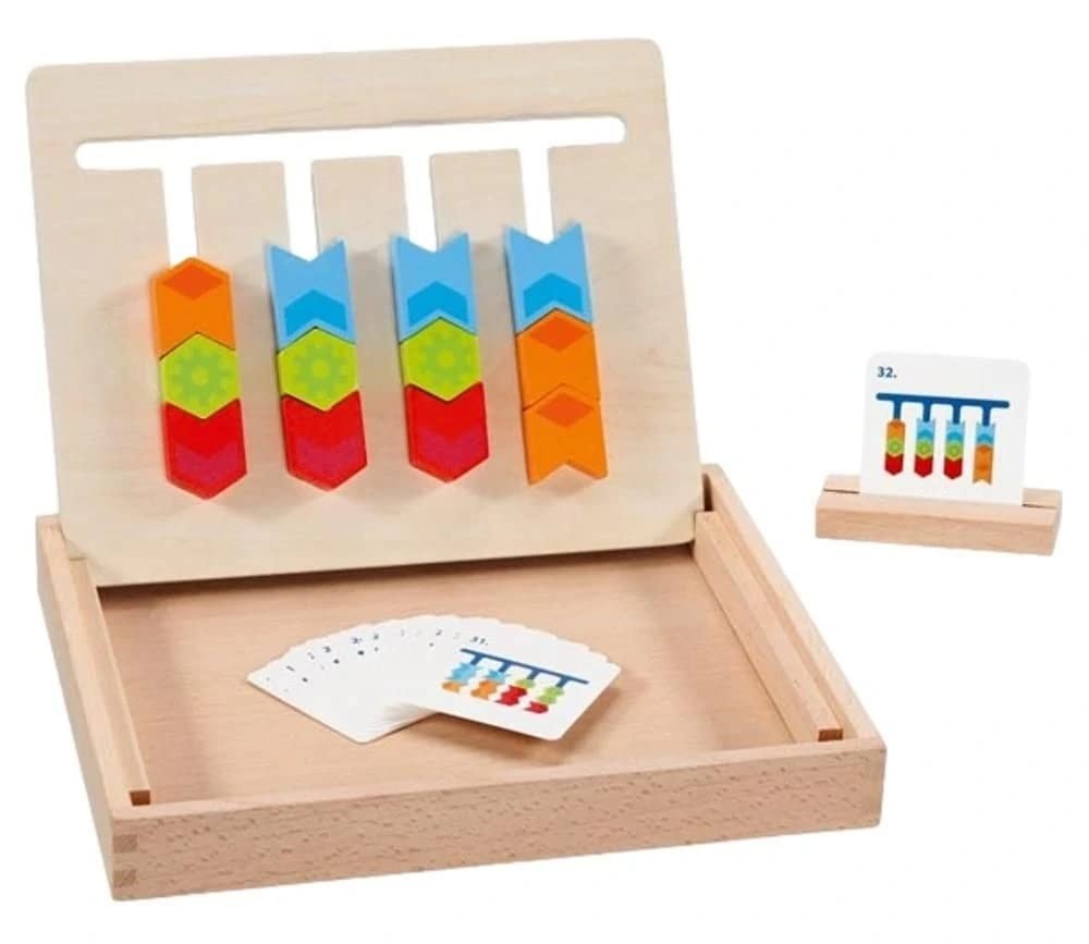 Goki 58406 Color sorting board in wooden box, foldable Puzzles, Multicoloured