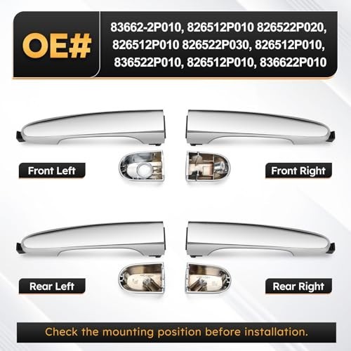 4Pcs Exterior Door Handle Set for Kia Sorento 2011 2012 2013 2014 2015,Front and