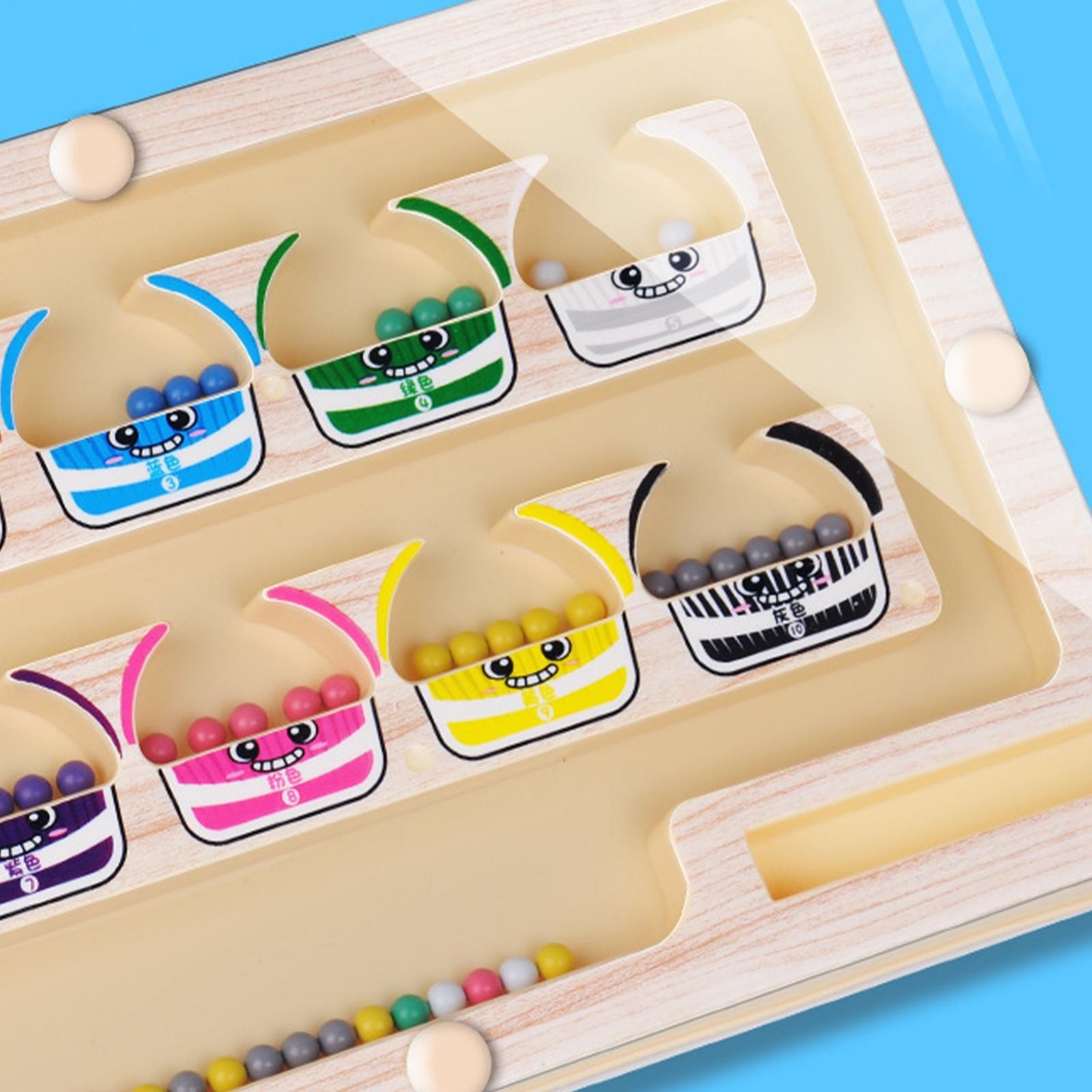 Magnetic Color and Number Maze, Montessori Wooden Toddler Magnet Puzzle Game