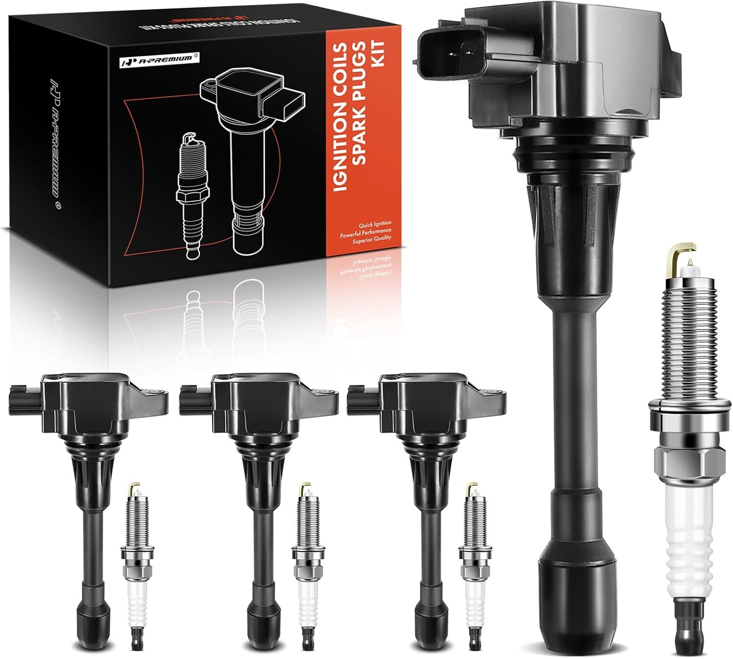 Ignition Coil (UF-349) & Spark Plugs (4505) APM Set of 4 Ignition Coil
