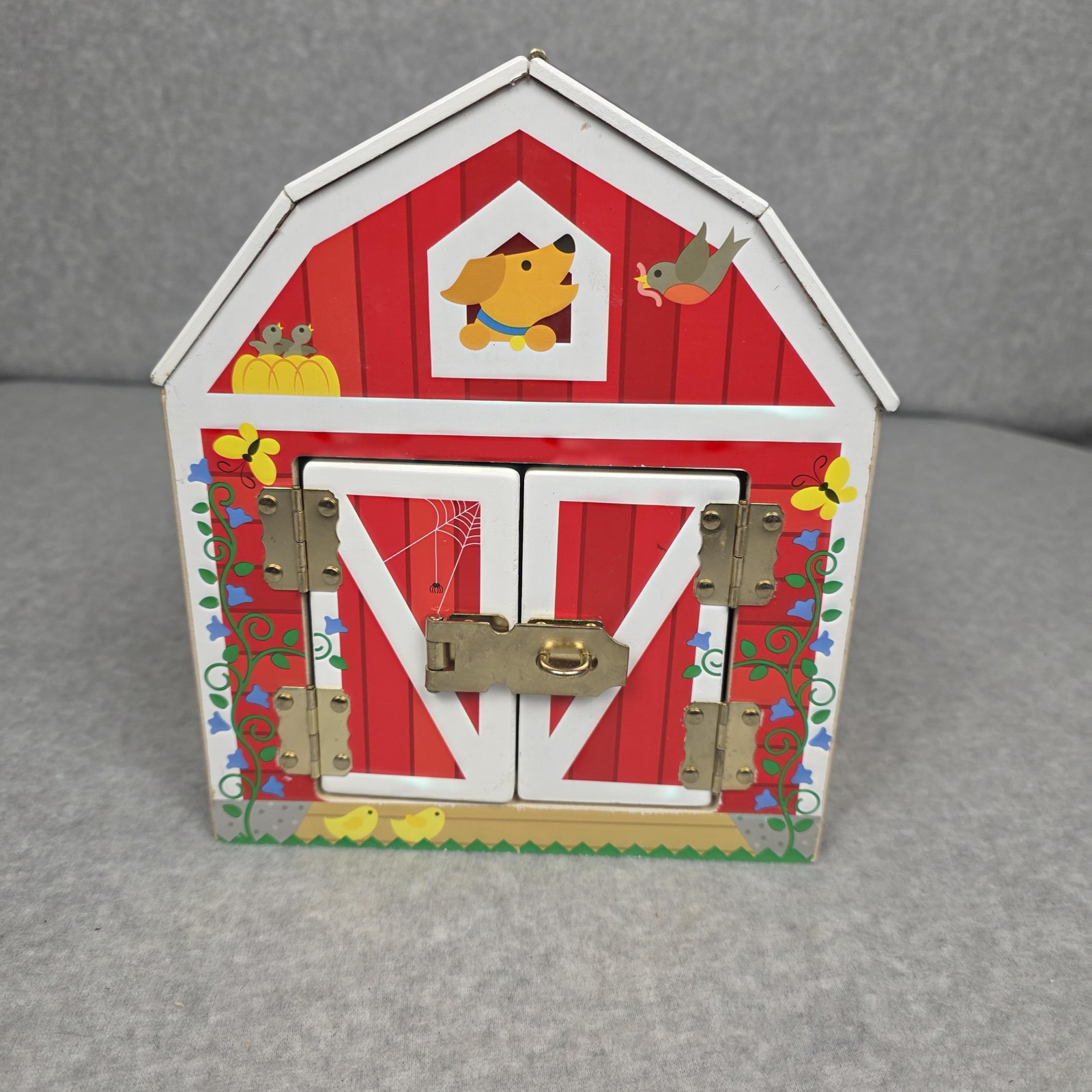 Melissa & Doug Wooden Latches Barn Toy Building Red Farm Animals Kids Playset