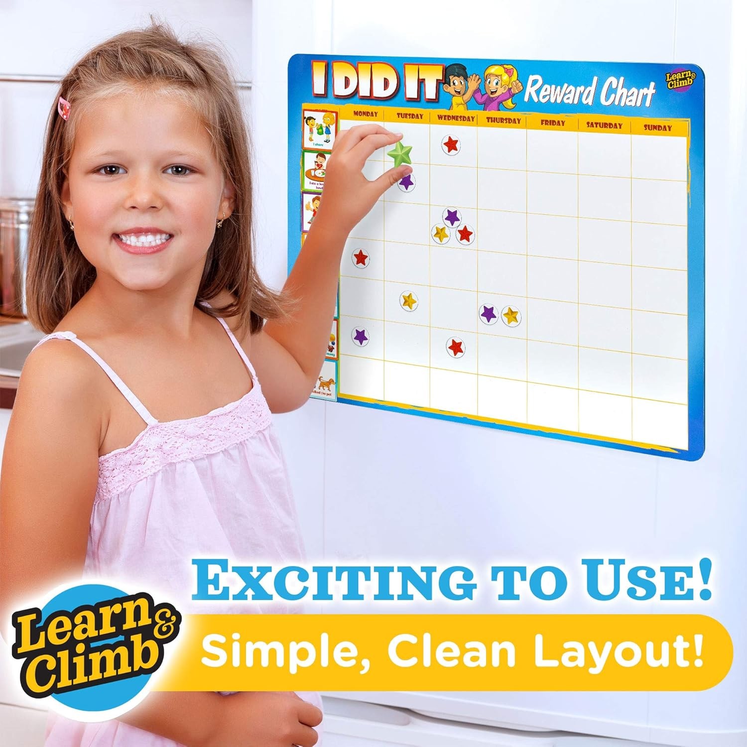 Kids Behavior Reward Chart – 63 Chores as Potty Train, & More. “Thick Magnetic”
