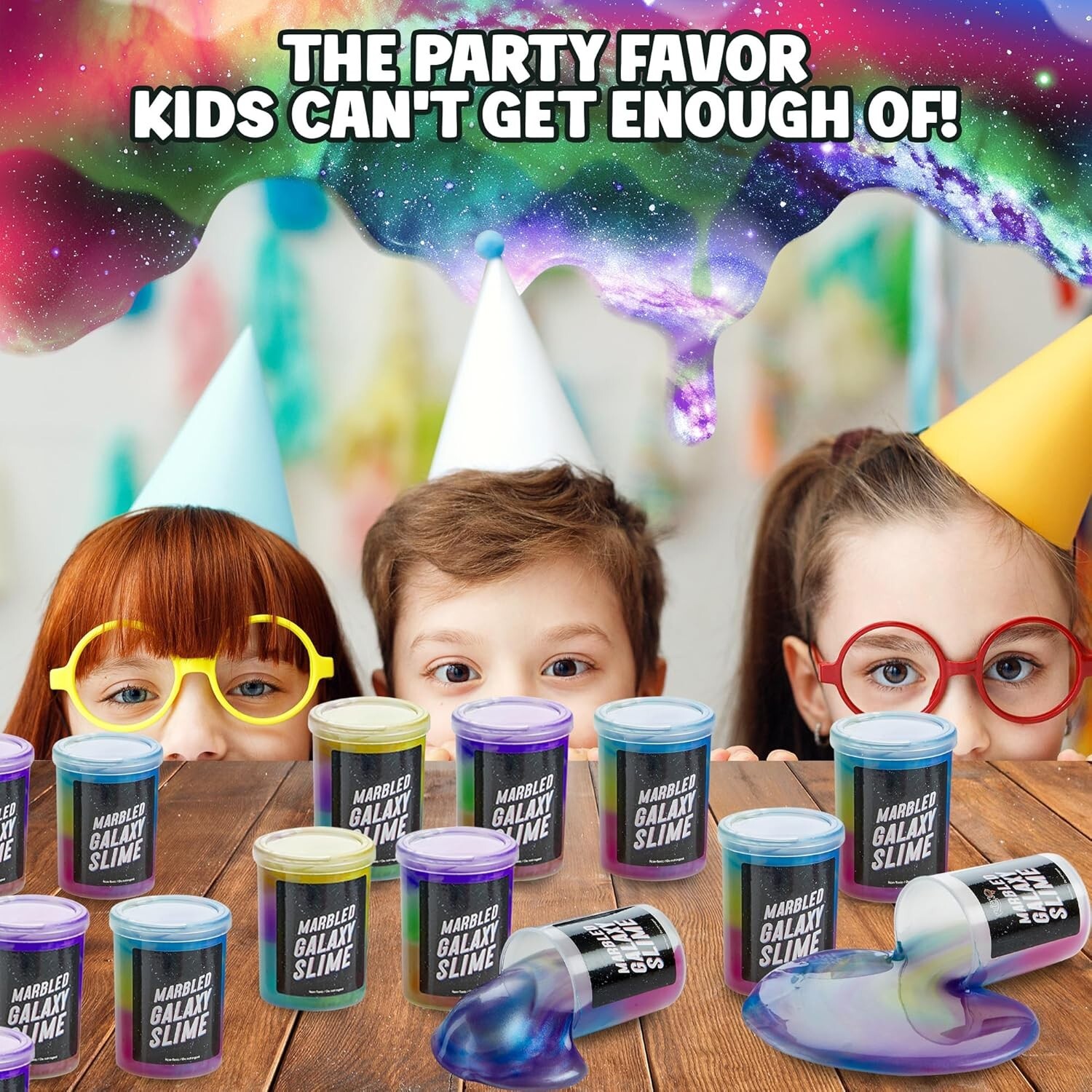 Marbled Galaxy Slime – 6 Pack – Cosmic Galaxy Gooey Unicorn Fidget Kit