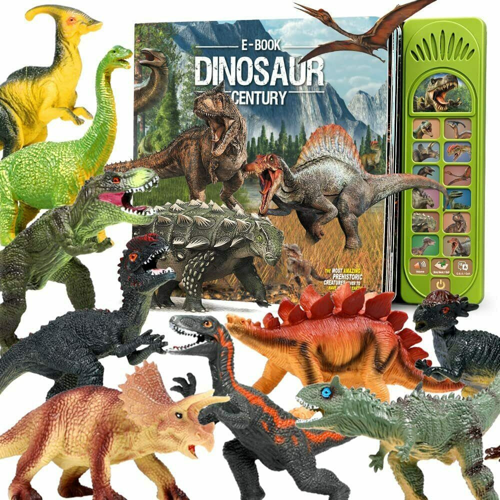 Dinosaur Toys,Realistic Roars Sound Book 12 Dinosaurs Figures Educational Toy