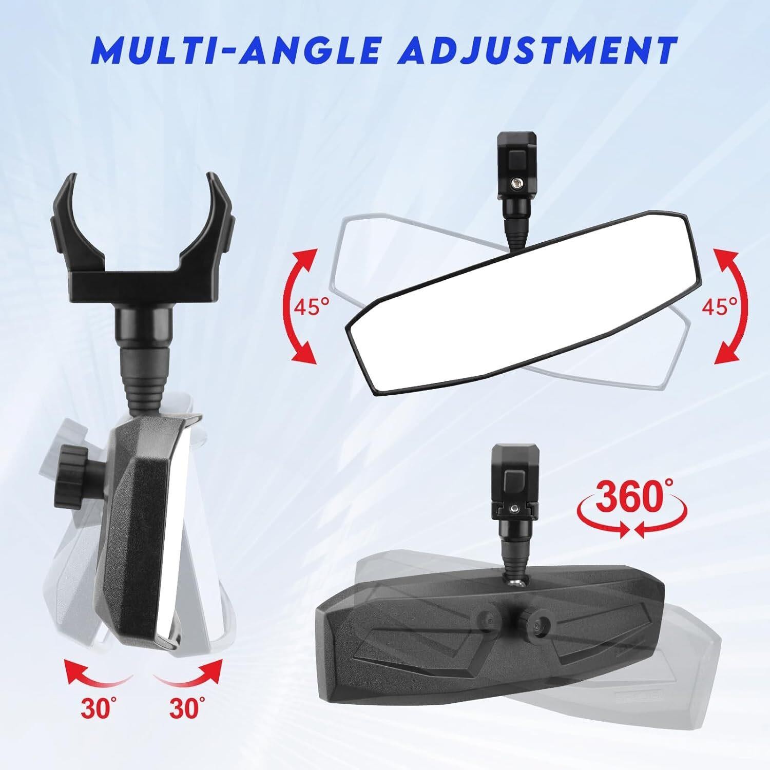 UTV Rear View Mirror,SXS UTV Mirrors HD,360°Adjustable Angle for 1.5″ to 2.0
