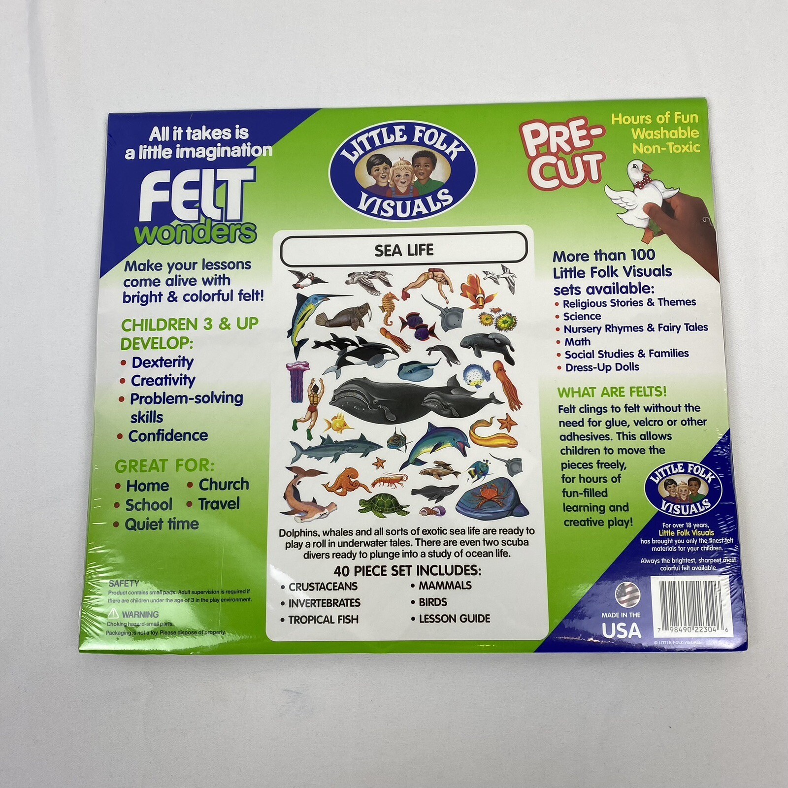 New Sealed Little Folk Visuals 40 Pre-Cut Felt Sea Life Pieces For Story Board