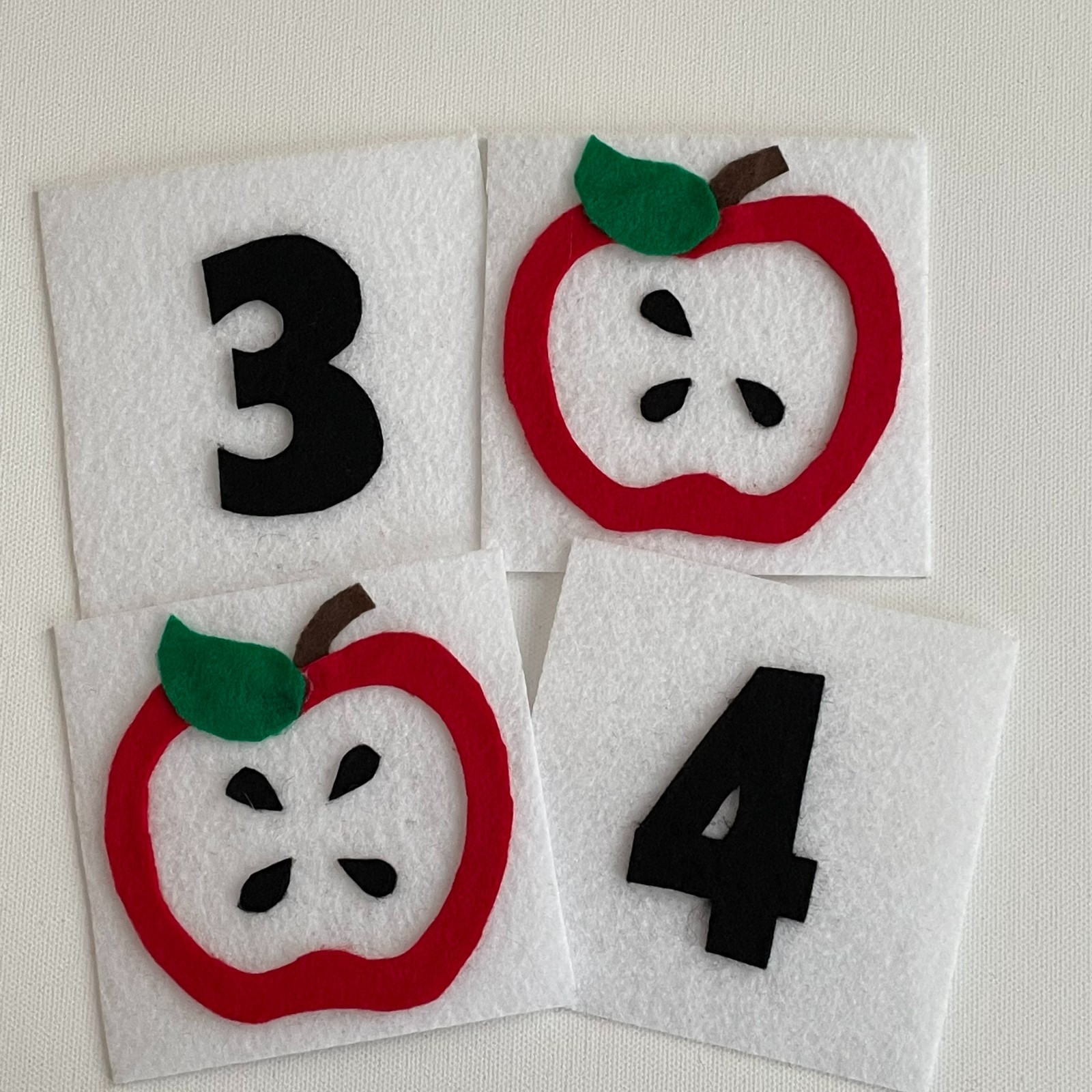 Apple Seed Count and Match Felt Pieces for Felt/Flannel Board Play