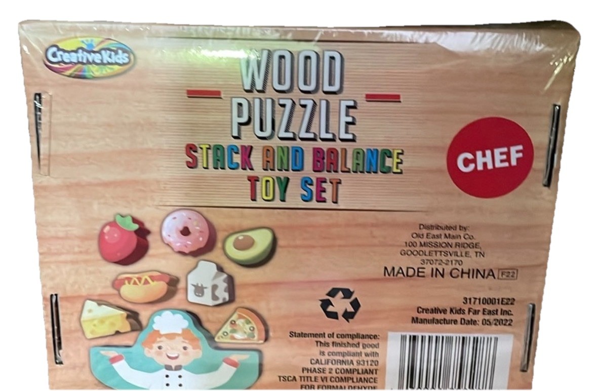 Creative Kids Wood Puzzle Stack and Balance Toy Set Chef Theme 8 Count Ages 3+