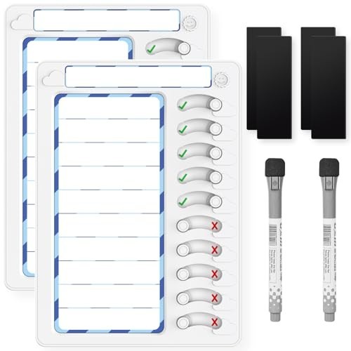 Kids Chore Chart Dry Erase Board – ADHD Task Checklist, Magnetic Routine Planner