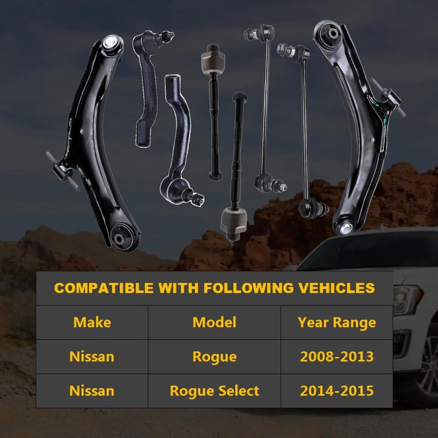8pc Front Lower Control Arm Kit for Nissan Rogue 2008-2013, Rogue Select