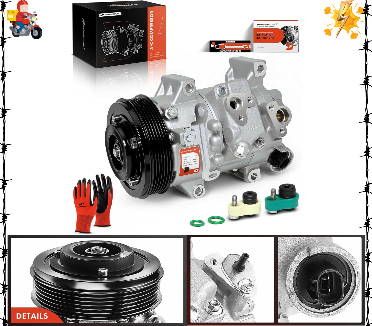 Air Conditioner AC Compressor with Clutch Compatible with Toyota Corolla 2009-10