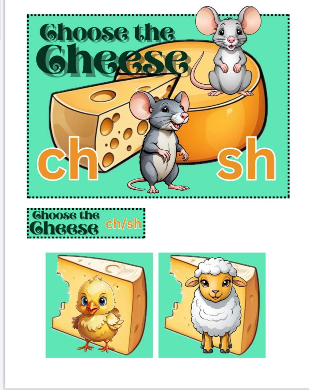 NEW – Phonics Game CH SH – DIY File Folder game – Printed / Uncut