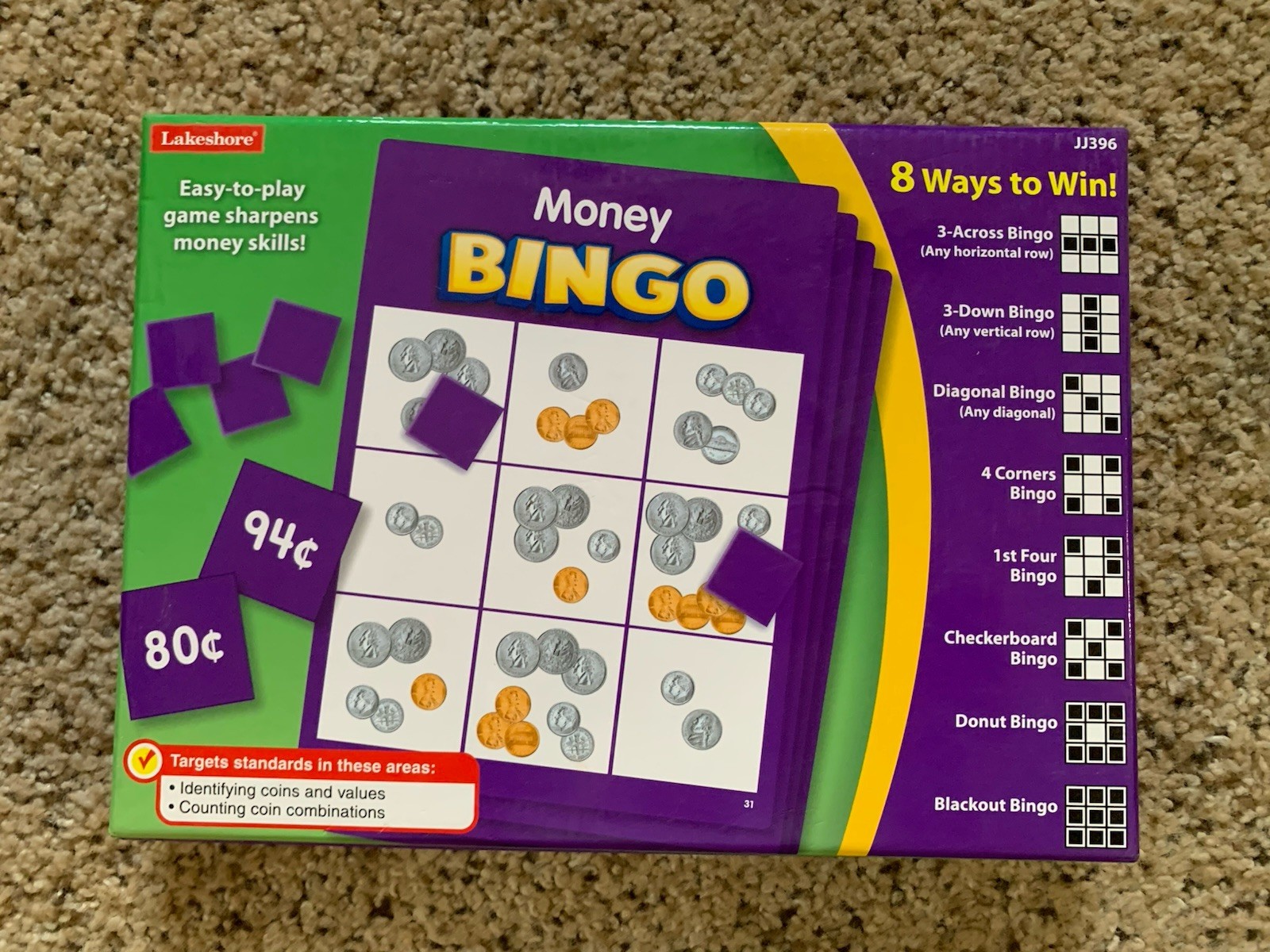 Classroom Bingo Games-Telling Time & Money-Ages 5 & Up-Up to 36 players VGC