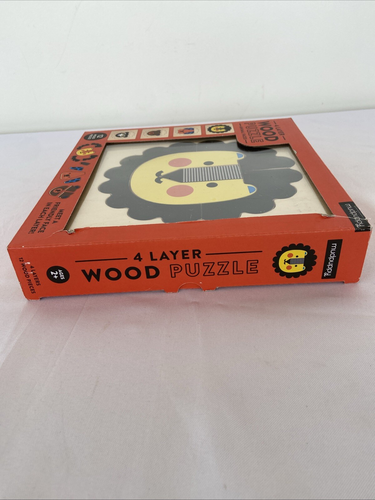 Mudpuppy 4 Layer Wood Puzzle Animal Faces Educational 12 Wooden Pieces Ages 2+