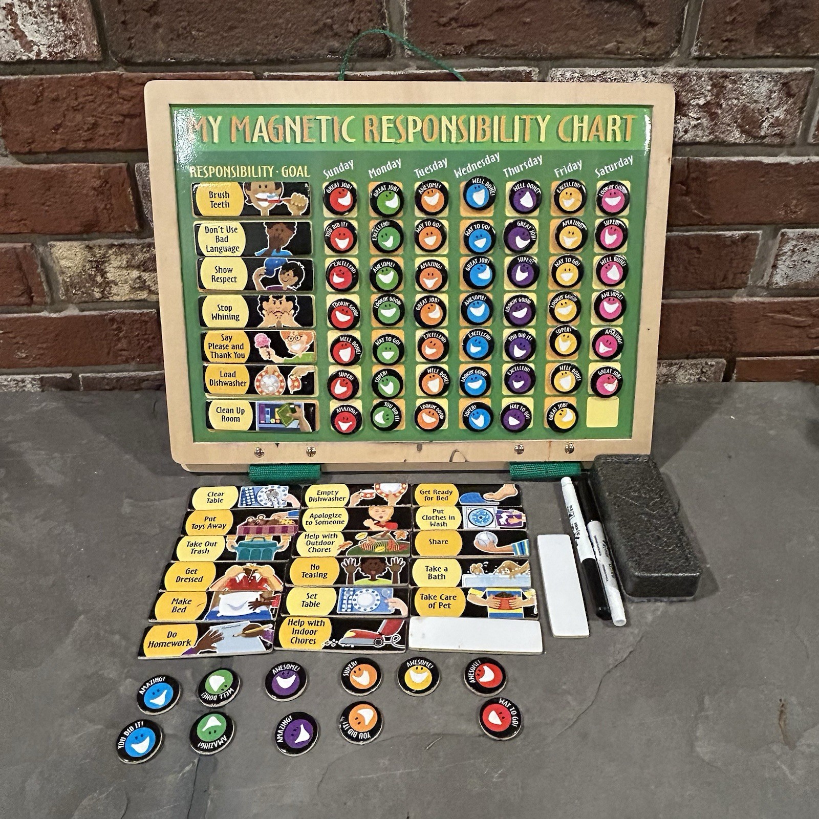 Melissa & Doug Deluxe Wooden Magnetic Responsibility Chart Chores Behavior – H