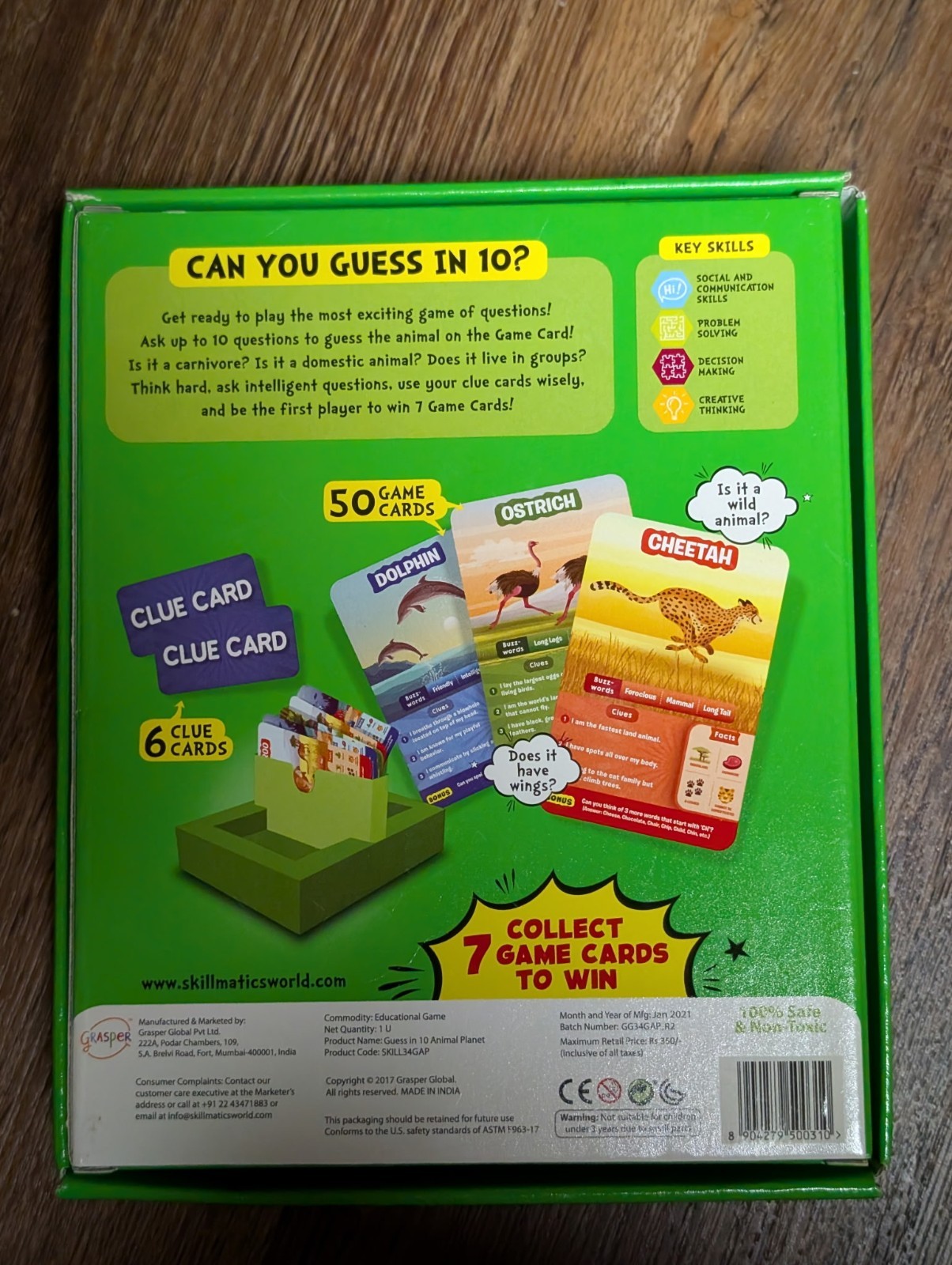 Skillmatics GUESS IN 10 Animal Planet, for Families and Kids Animals Card Game