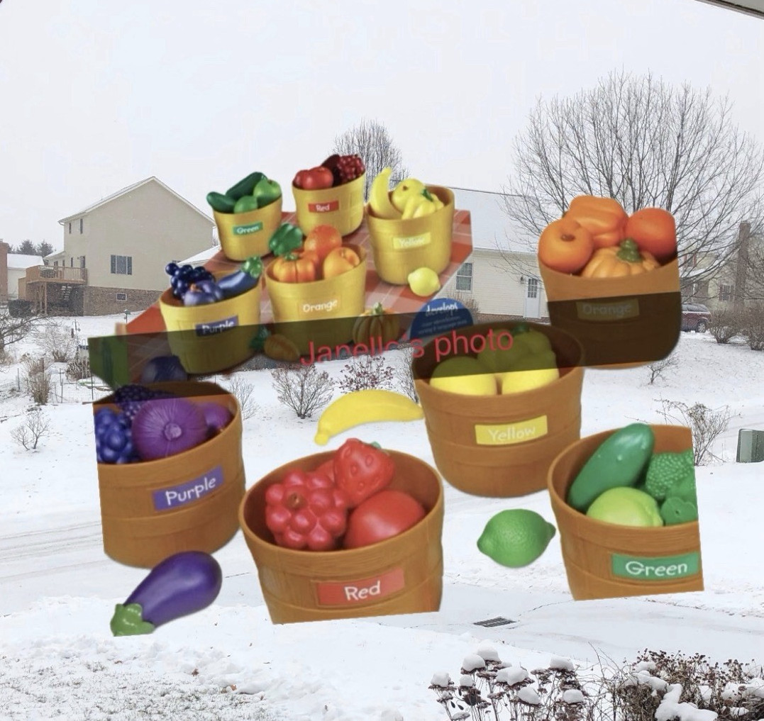 Kids learn colors, Multicolor Fruit & Vegetable Sorting w/ Baskets (no box)