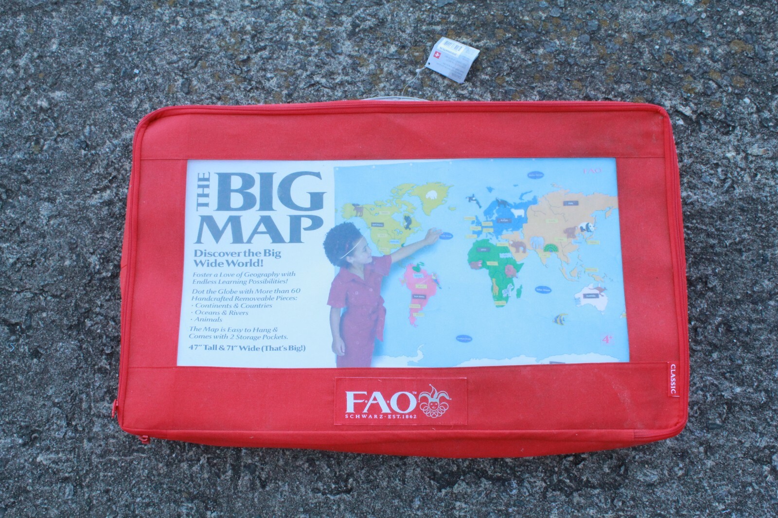 World Map FAO Schwarz HUGE 71 inches Hanging Play ANIMALS Places Bags Learning