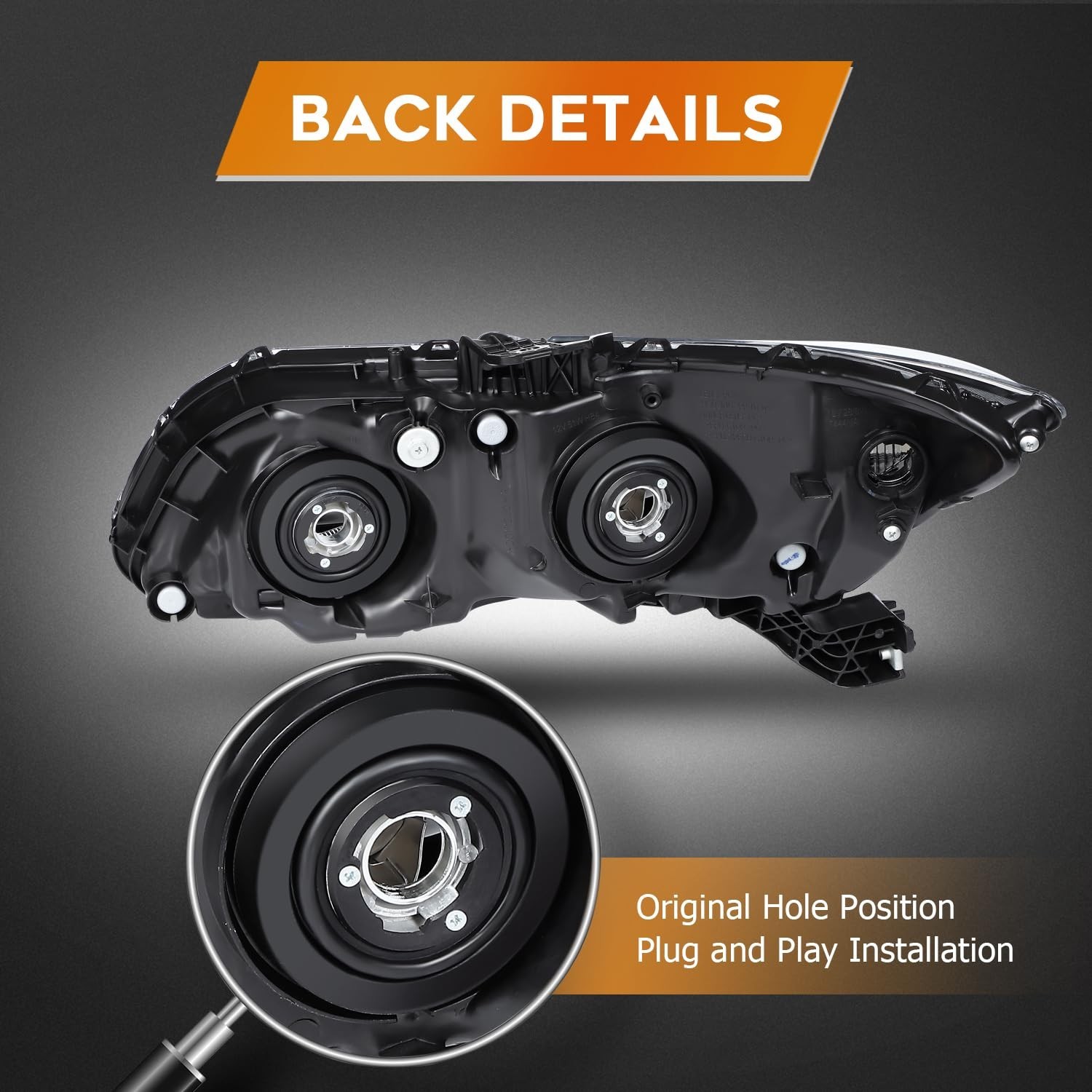 Headlight Assembly for Honda Civic 2012-2015 Clear Lens Black Housing Clear R…